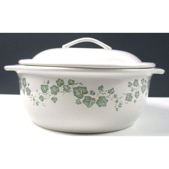 Corelle Coordinates Callaway Green Ivy Stoneware 1 1/2 Qt Round Casserole W/ Lid - Picture 1 of 5